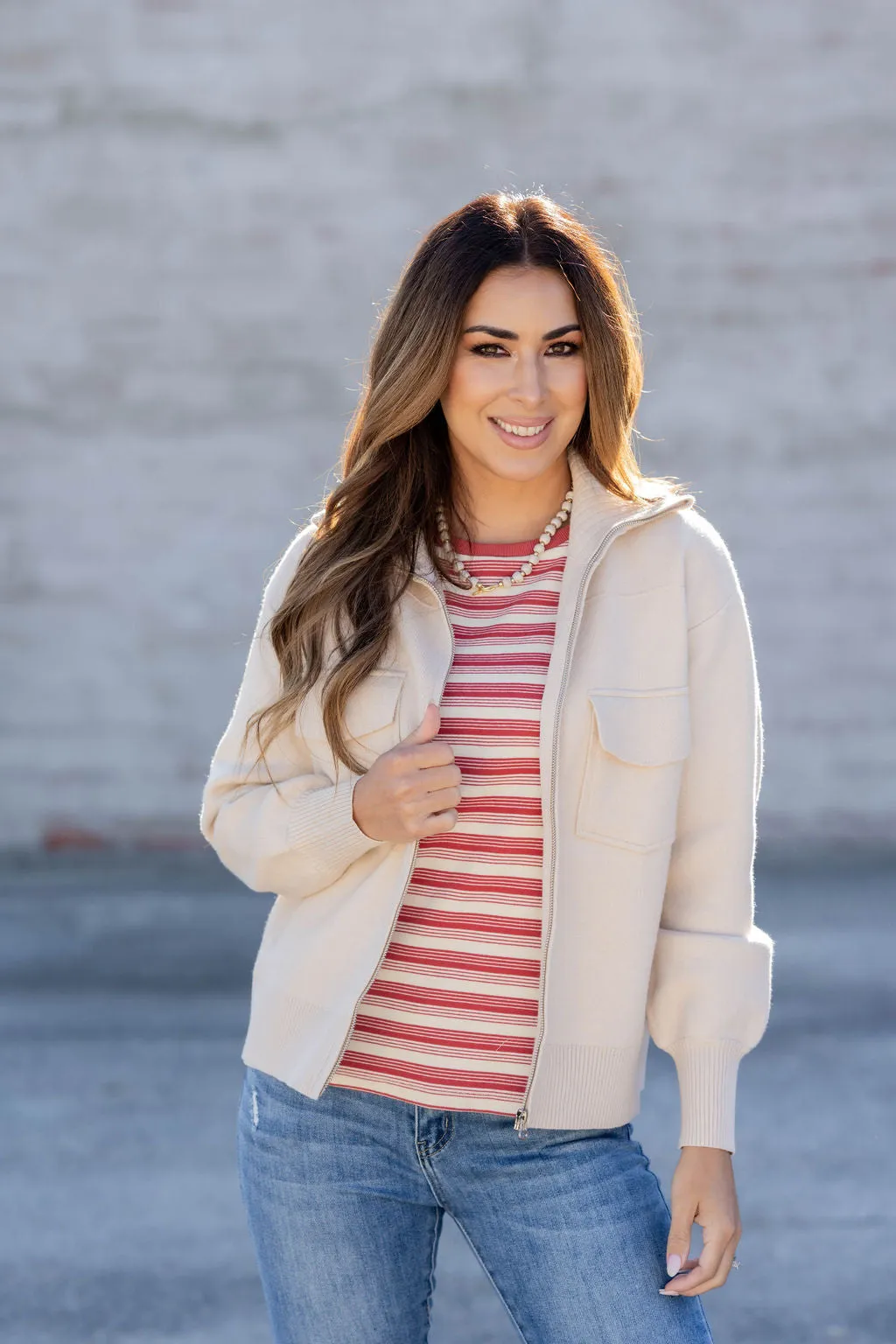 Dual Pocket Sweater Jacket