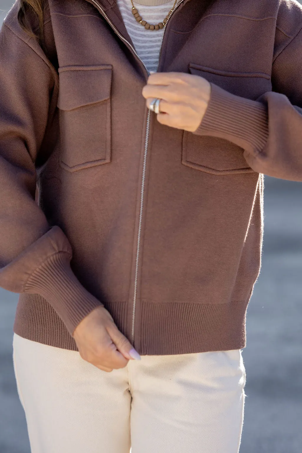 Dual Pocket Sweater Jacket