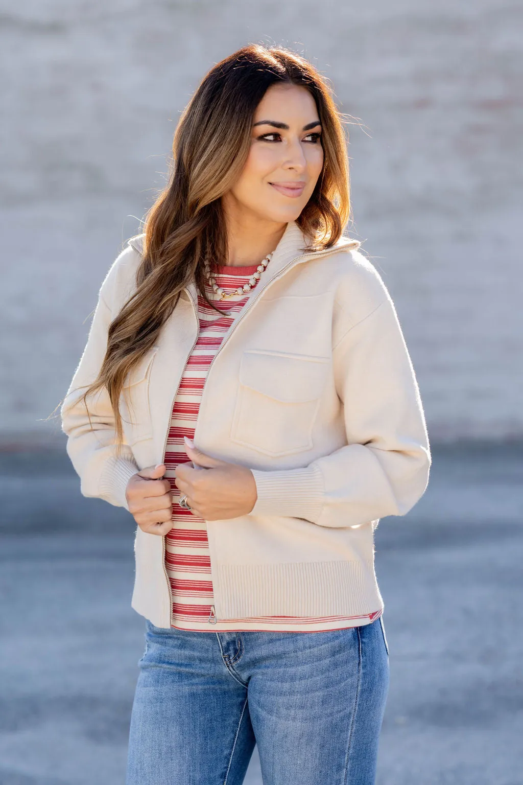 Dual Pocket Sweater Jacket