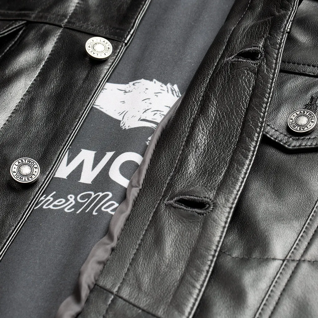 ELBERT BUTTON UP LEATHER JACKET - BLACK