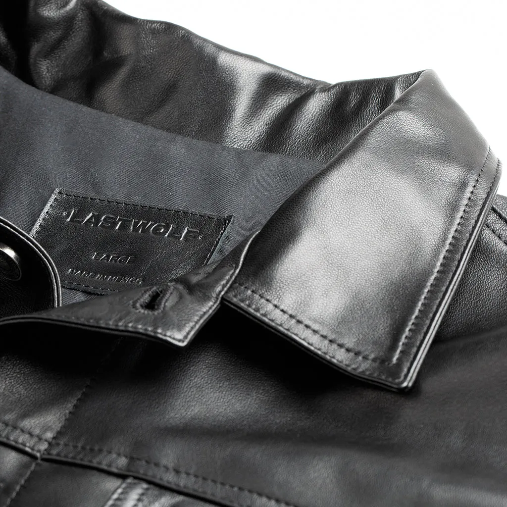 ELBERT BUTTON UP LEATHER JACKET - BLACK