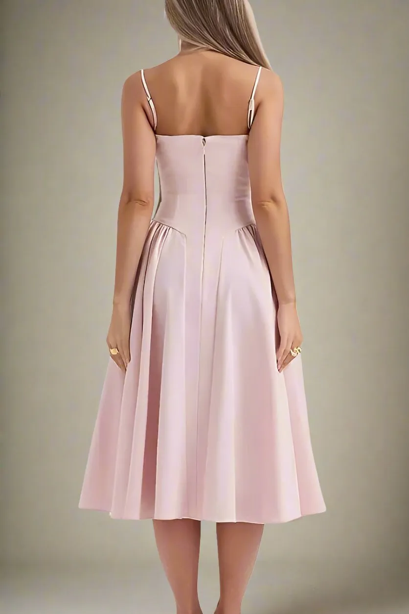 Everly Bodycon Day Midi Dress - Dusty Pink