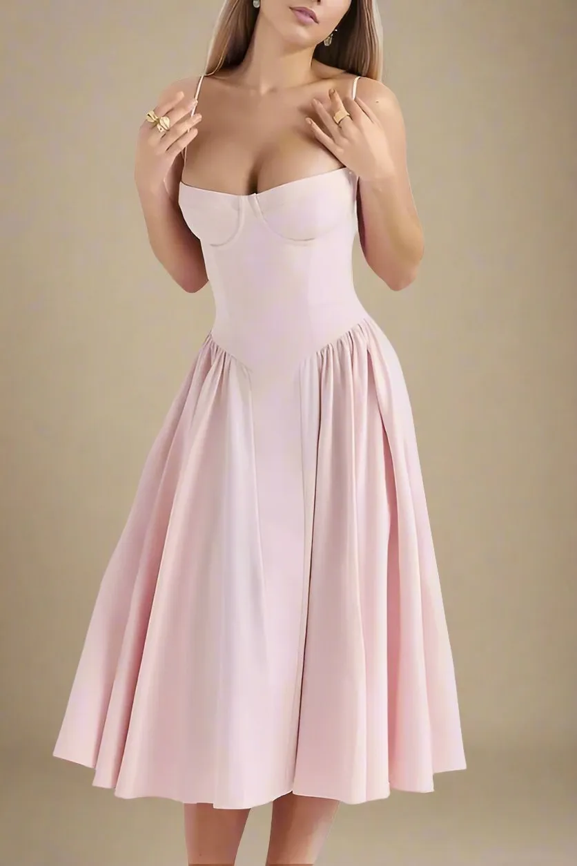 Everly Bodycon Day Midi Dress - Dusty Pink