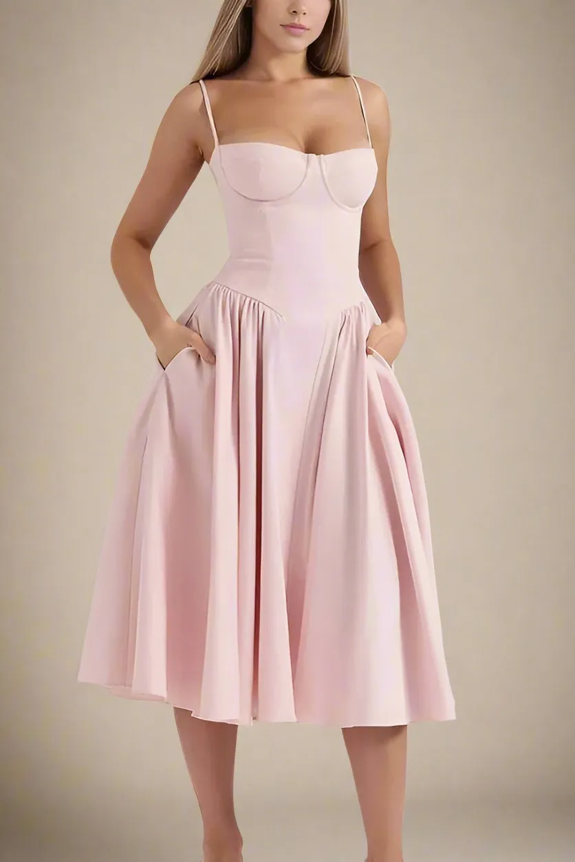 Everly Bodycon Day Midi Dress - Dusty Pink