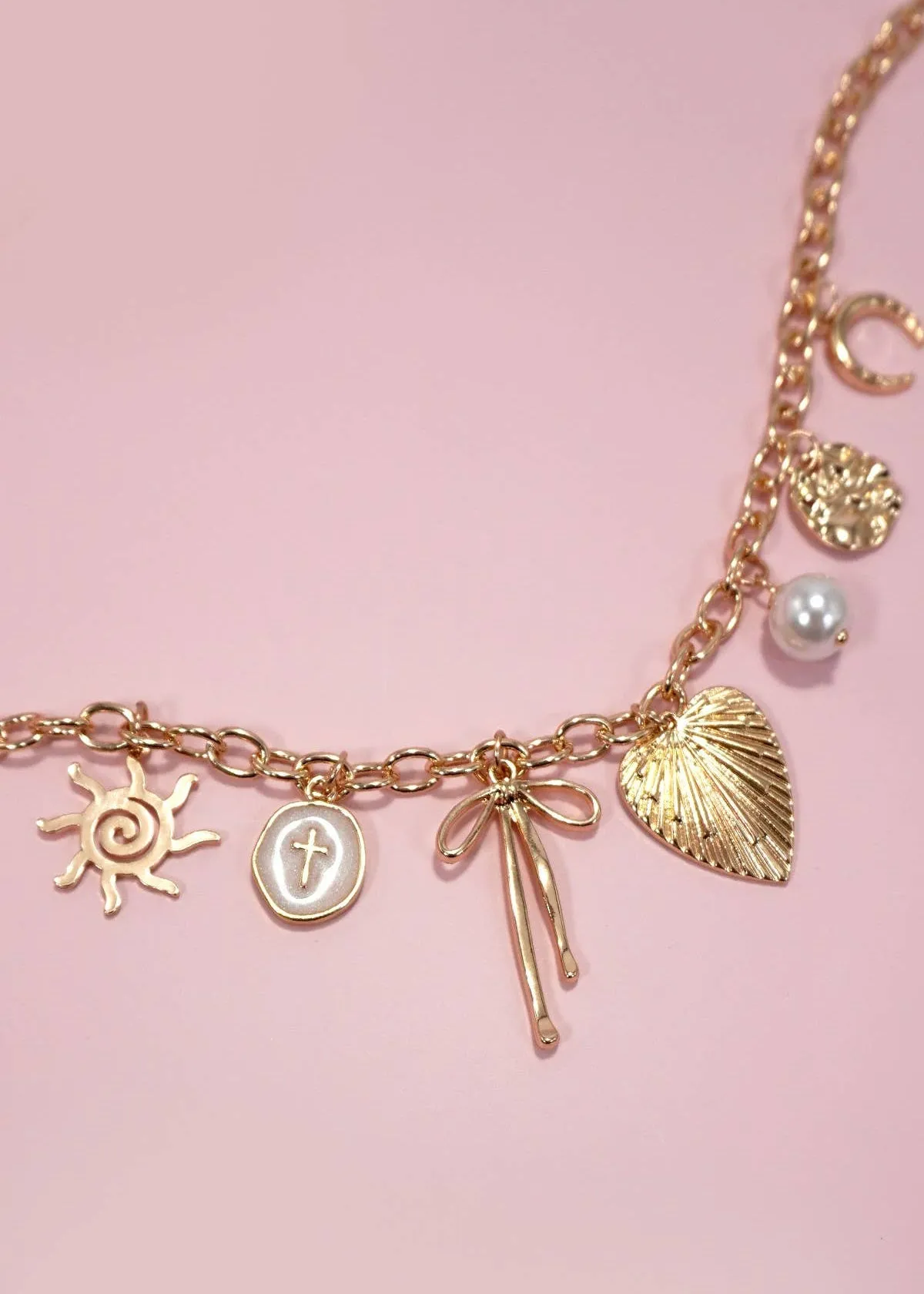 Feminine Energy Gold 7-Charm Statement Necklace