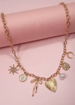 Feminine Energy Gold 7-Charm Statement Necklace