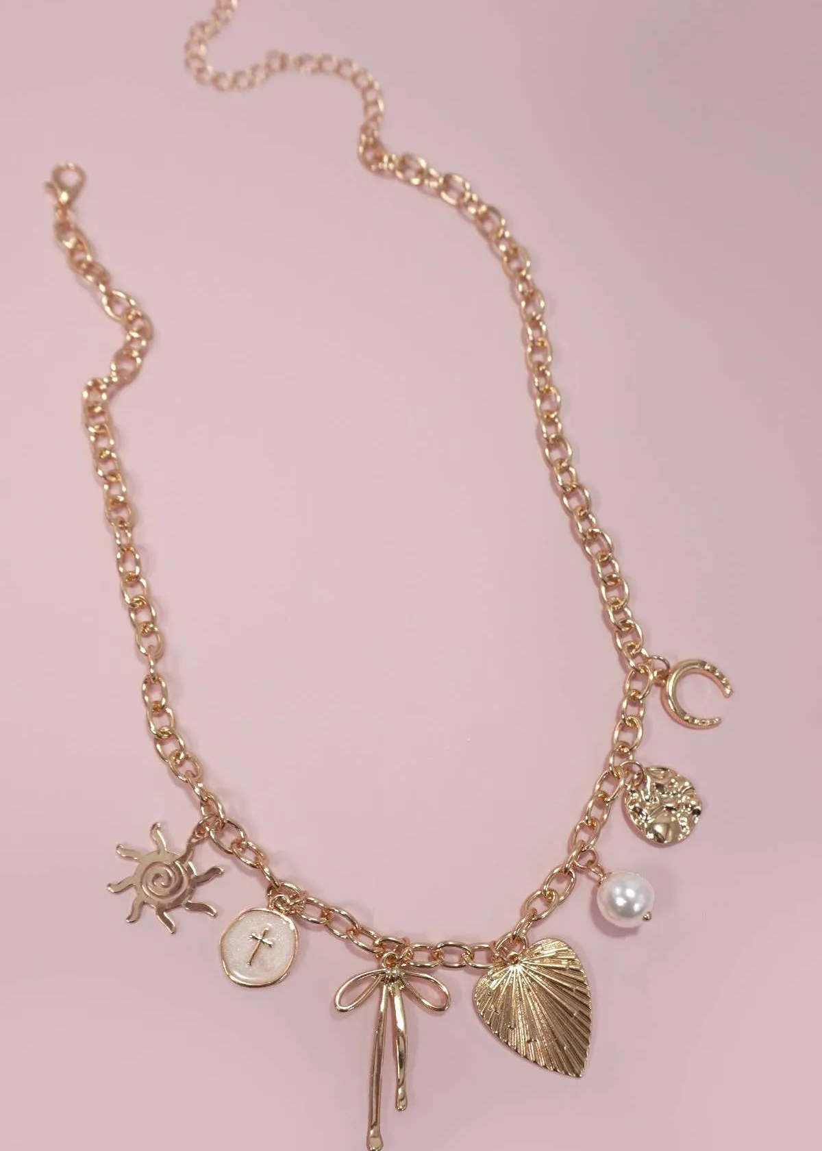 Feminine Energy Gold 7-Charm Statement Necklace
