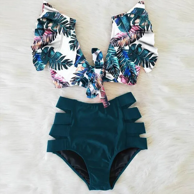 Floral Print High Waist Bikini 2-Piece Set