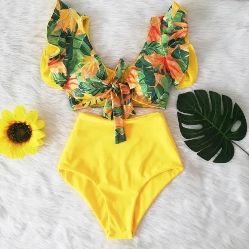 Floral Print High Waist Bikini 2-Piece Set