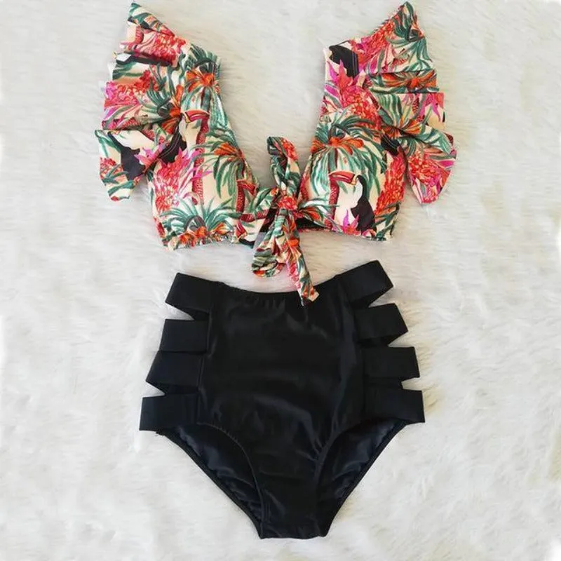 Floral Print High Waist Bikini 2-Piece Set