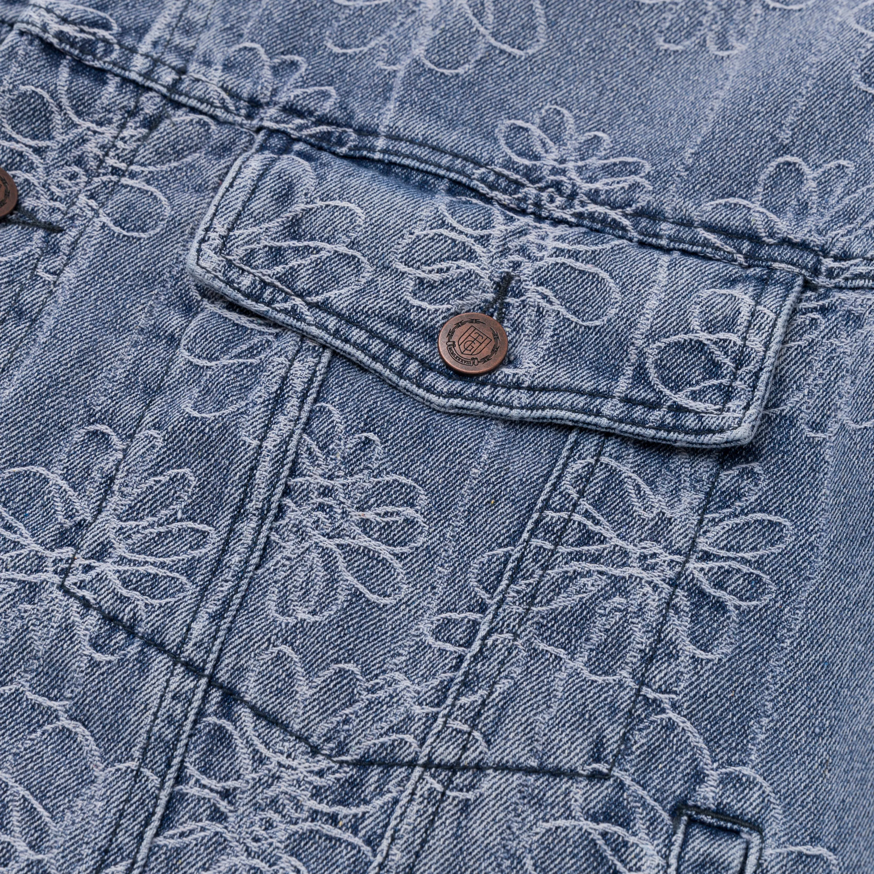 Flower Jacquard Jacket - Light Indigo