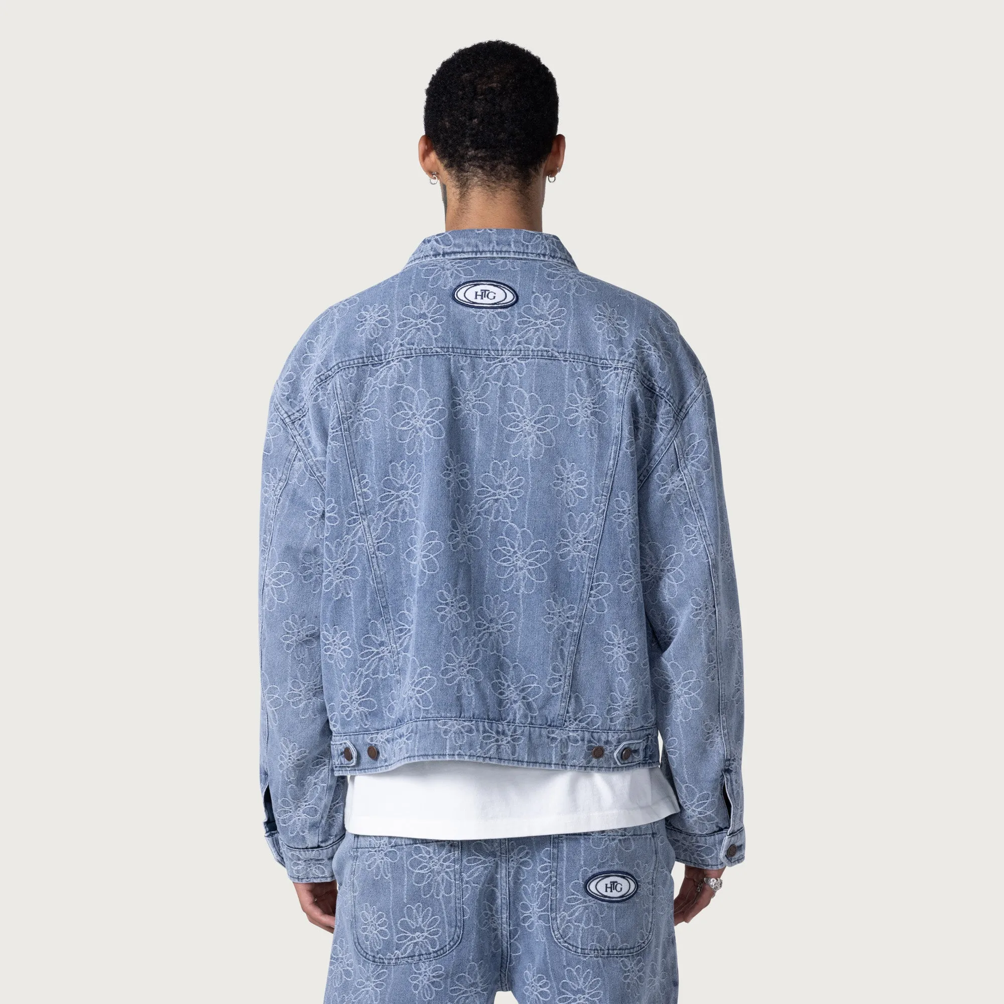 Flower Jacquard Jacket - Light Indigo