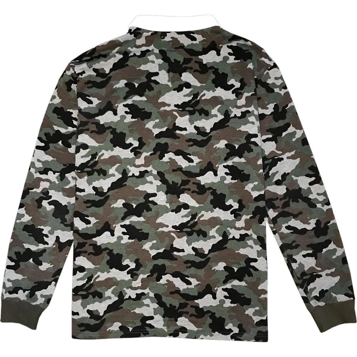 Green Camo Printed Mens Long Sleeve Rugby Shirt
