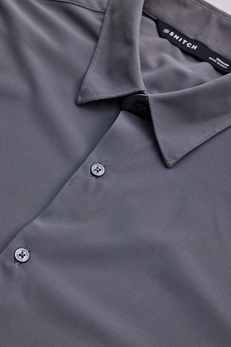 Grey Stretchable Pique Shirt