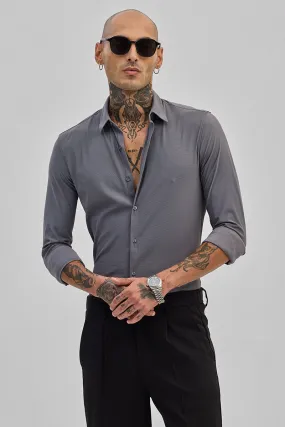 Grey Stretchable Pique Shirt