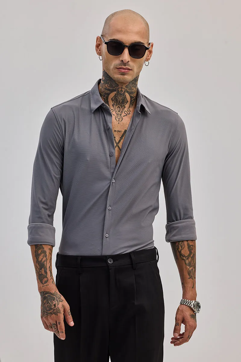 Grey Stretchable Pique Shirt