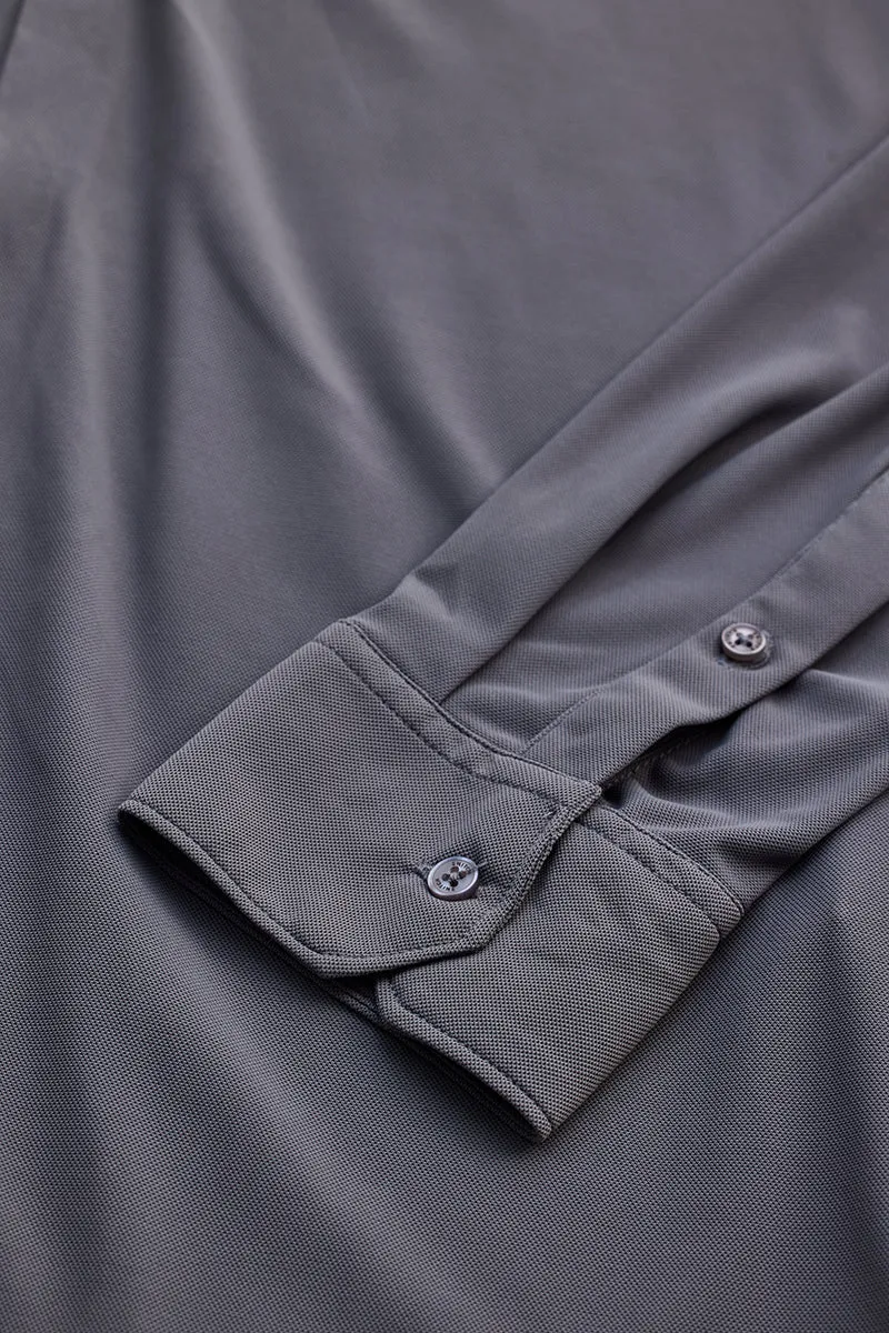 Grey Stretchable Pique Shirt