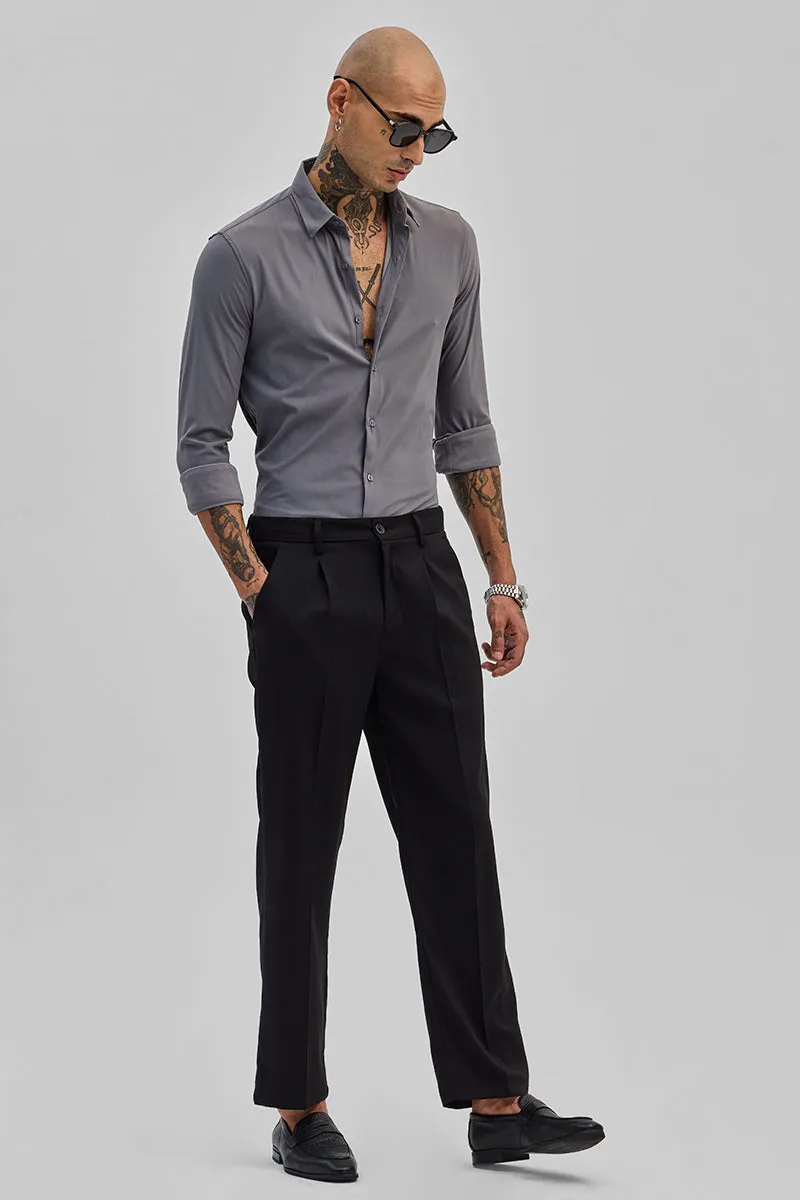 Grey Stretchable Pique Shirt