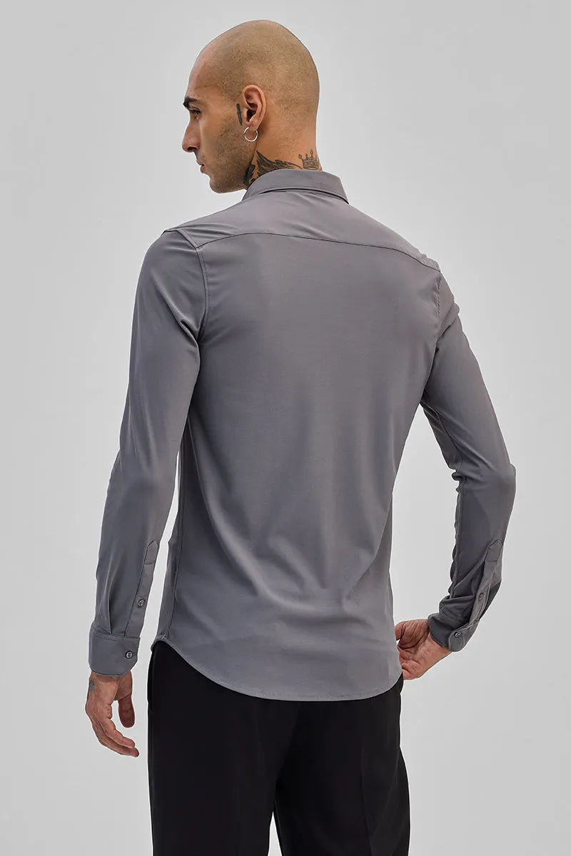 Grey Stretchable Pique Shirt