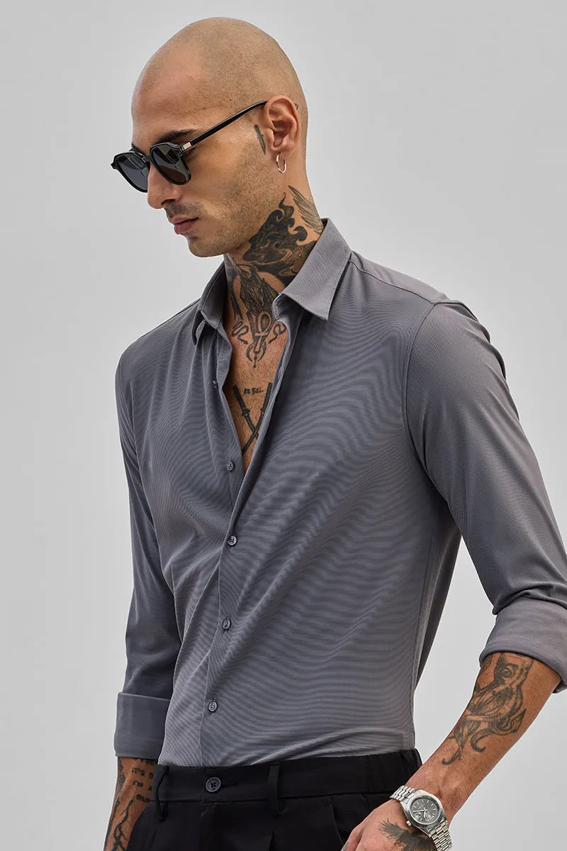 Grey Stretchable Pique Shirt