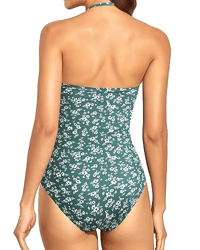 Halter Bandeau Tummy Control One Piece Swimsuit