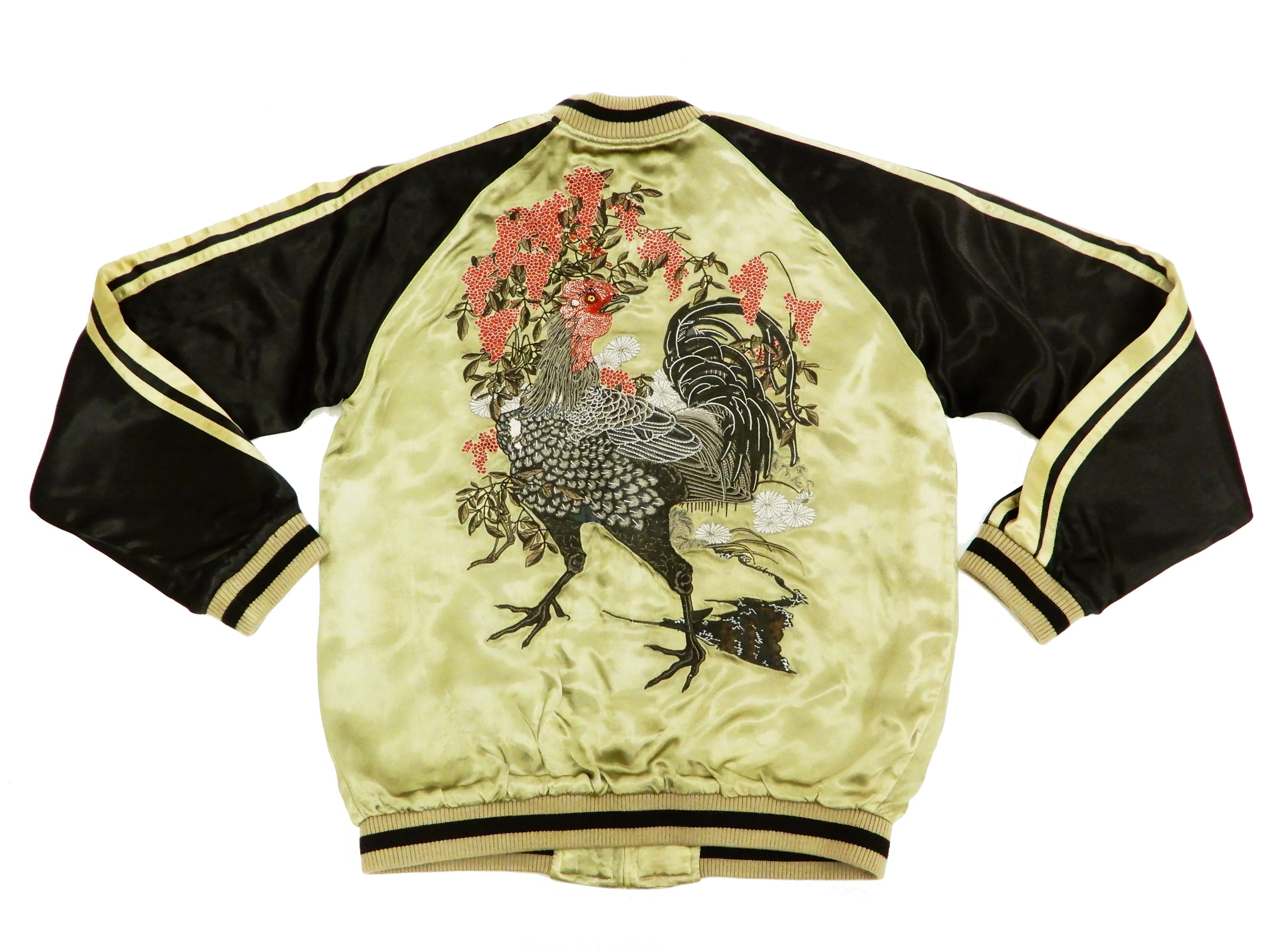 Hanatabi Gakudan Men's Japanese Souvenir Jacket Japanese Rooster Art Sukajan Script SSJ-031