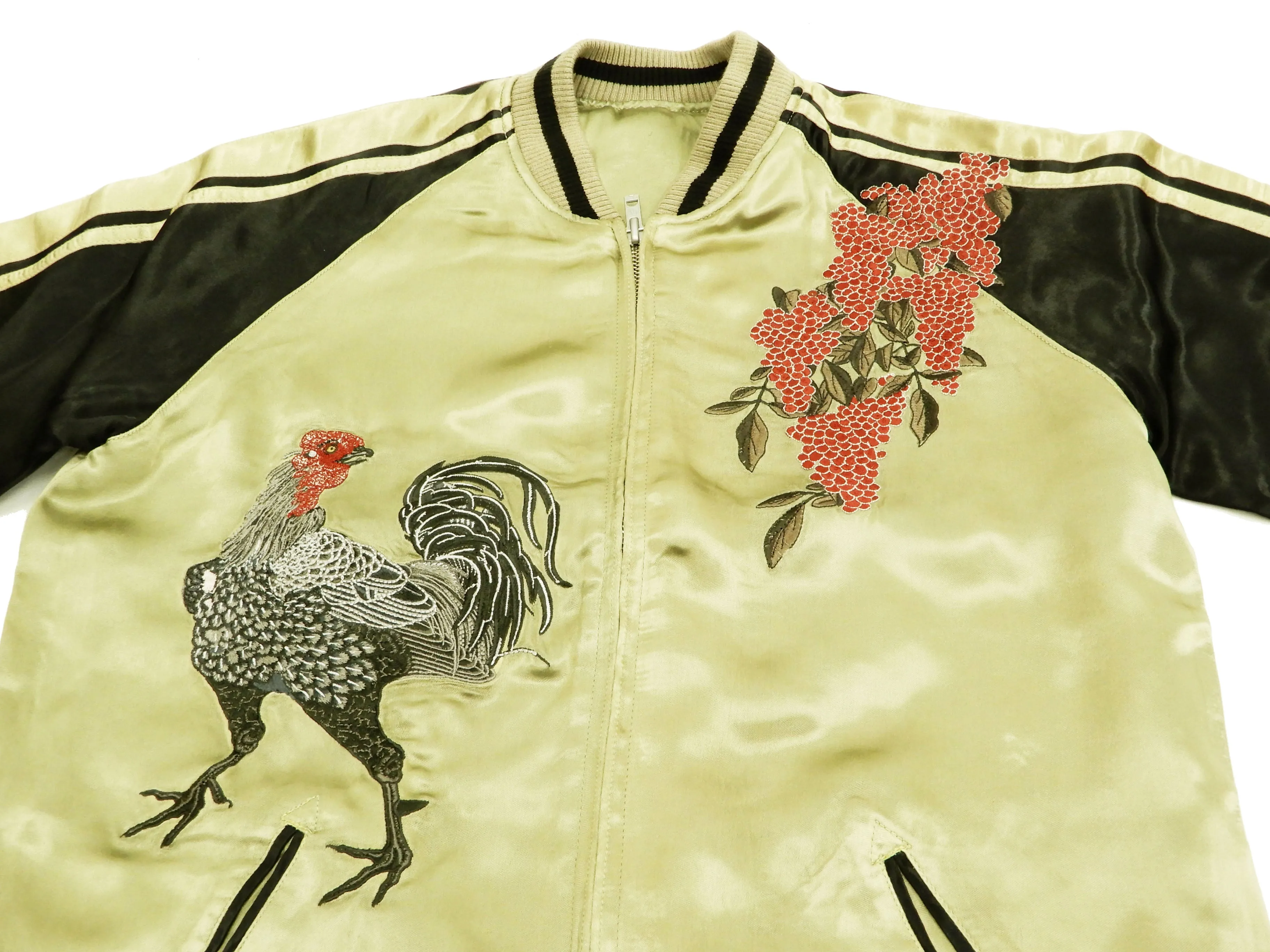 Hanatabi Gakudan Men's Japanese Souvenir Jacket Japanese Rooster Art Sukajan Script SSJ-031