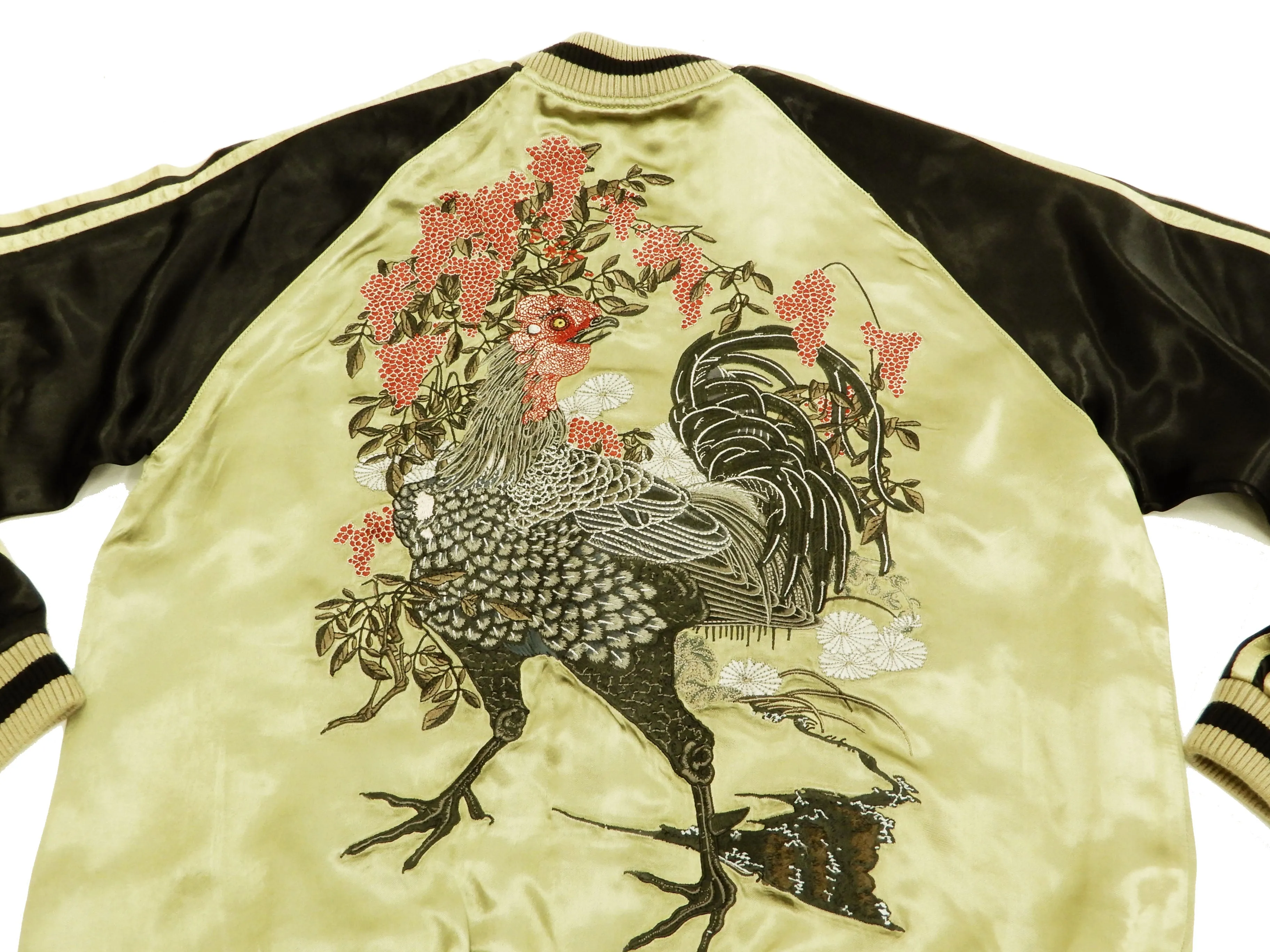 Hanatabi Gakudan Men's Japanese Souvenir Jacket Japanese Rooster Art Sukajan Script SSJ-031
