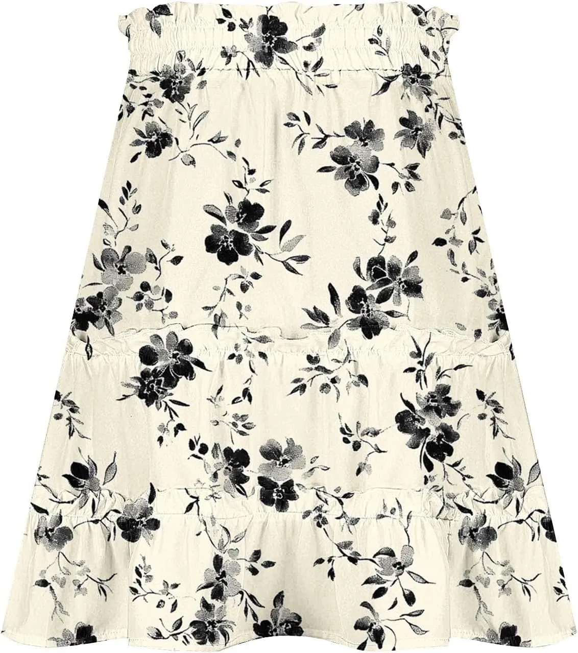 High Waist Floral Mini Skirts for Women Boho Style Beach Short Skirt Flower Print Hawaiian Pleated Half Dress
