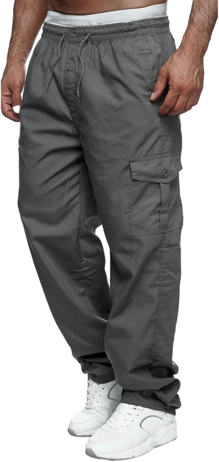 Hulpvktsgiq Mens Fashion Joggers Sports Pants - Cargo Pants Sweatpants Multi Pockets Trousers Mens Loose Fit Long Pants