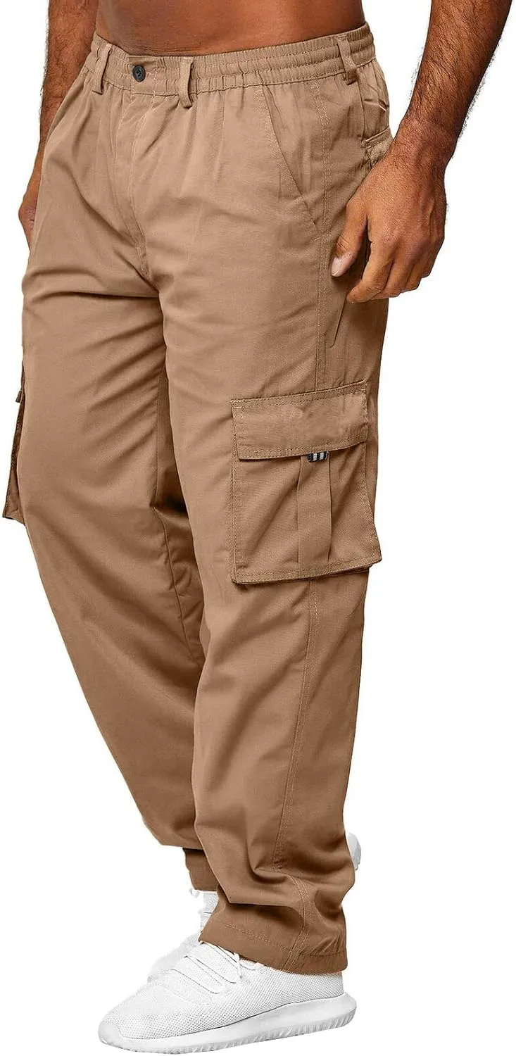 Hulpvktsgiq Mens Fashion Joggers Sports Pants - Cargo Pants Sweatpants Multi Pockets Trousers Mens Loose Fit Long Pants