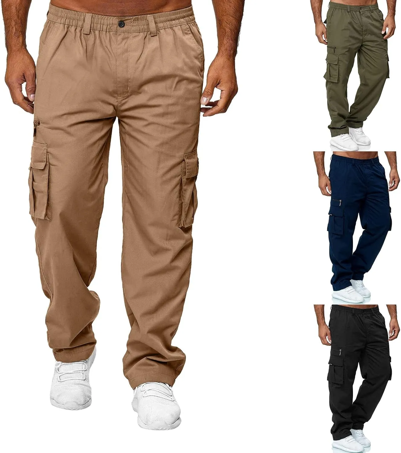 Hulpvktsgiq Mens Fashion Joggers Sports Pants - Cargo Pants Sweatpants Multi Pockets Trousers Mens Loose Fit Long Pants