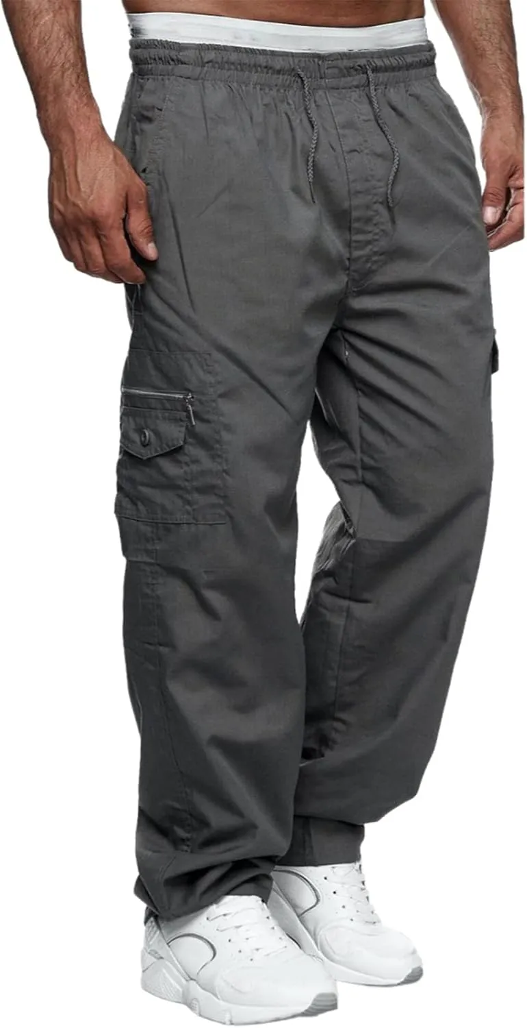 Hulpvktsgiq Mens Fashion Joggers Sports Pants - Cargo Pants Sweatpants Multi Pockets Trousers Mens Loose Fit Long Pants