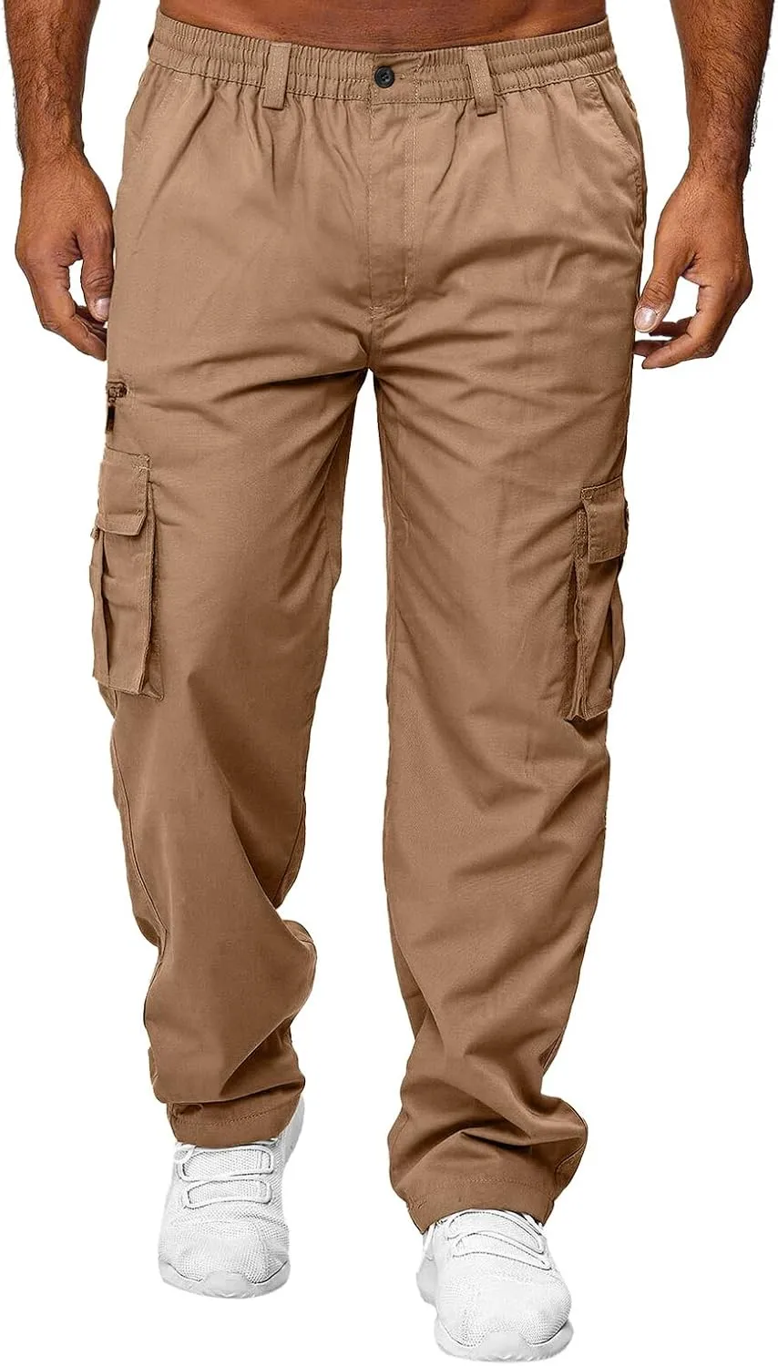 Hulpvktsgiq Mens Fashion Joggers Sports Pants - Cargo Pants Sweatpants Multi Pockets Trousers Mens Loose Fit Long Pants