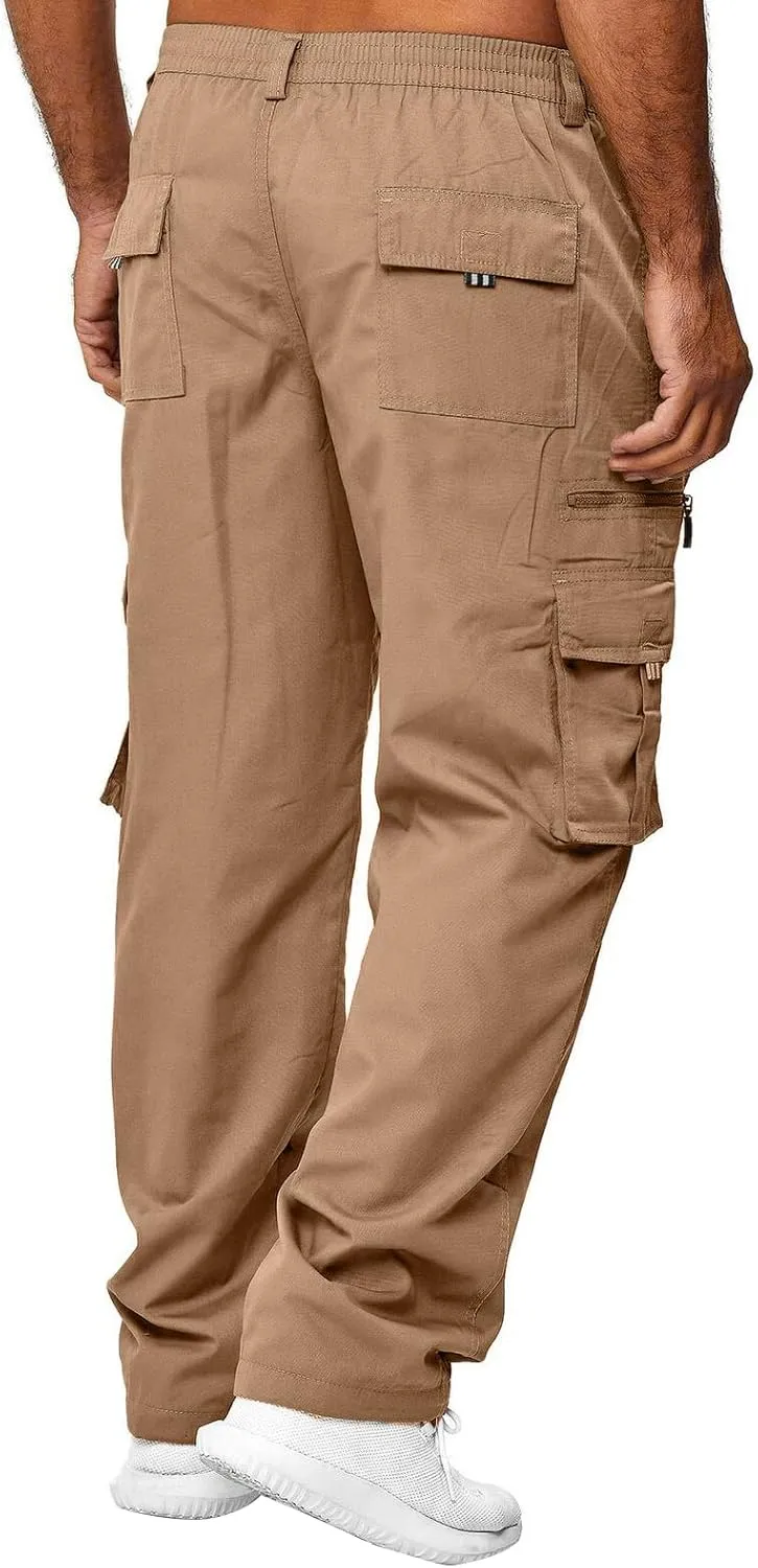 Hulpvktsgiq Mens Fashion Joggers Sports Pants - Cargo Pants Sweatpants Multi Pockets Trousers Mens Loose Fit Long Pants