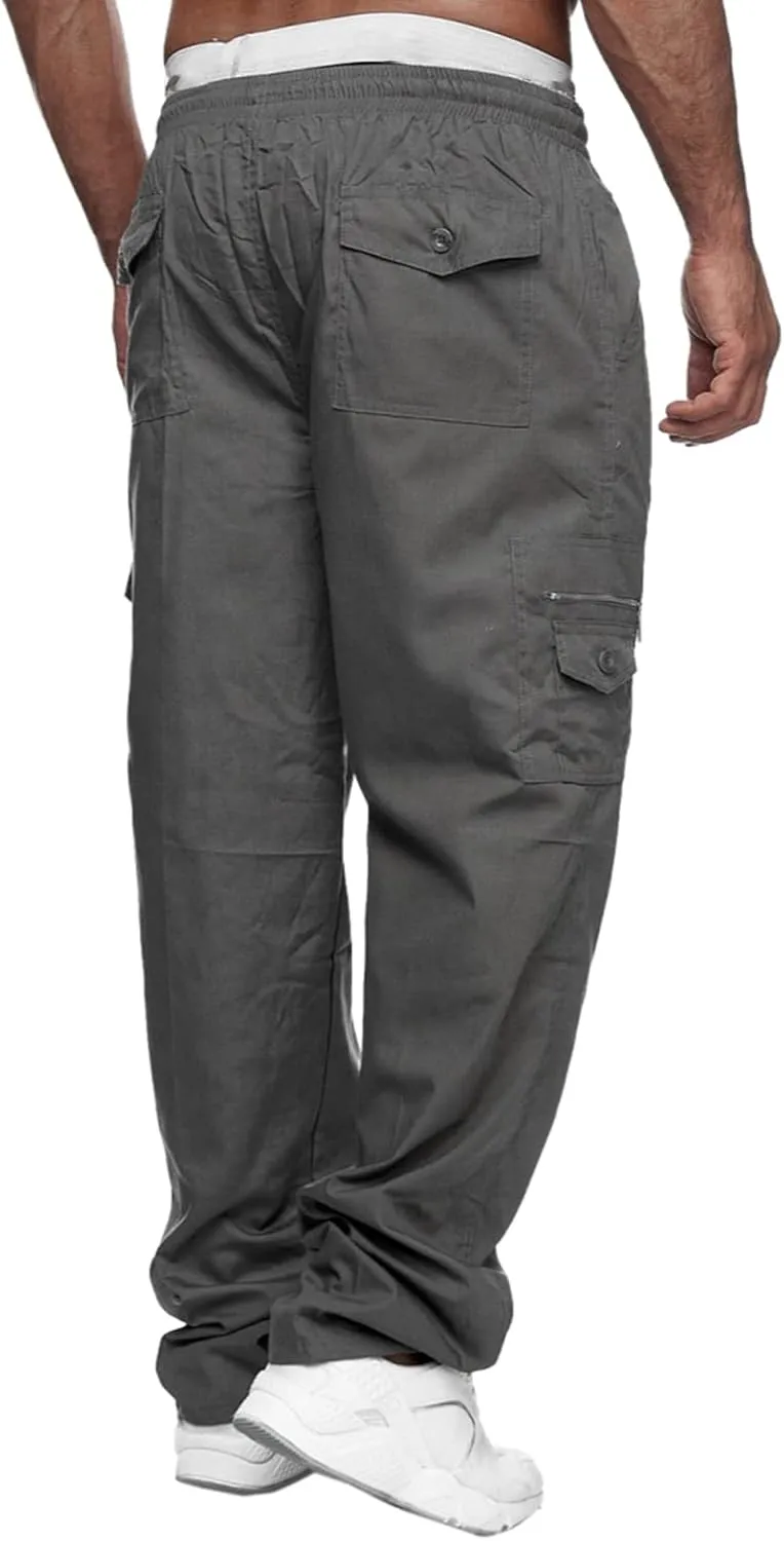 Hulpvktsgiq Mens Fashion Joggers Sports Pants - Cargo Pants Sweatpants Multi Pockets Trousers Mens Loose Fit Long Pants