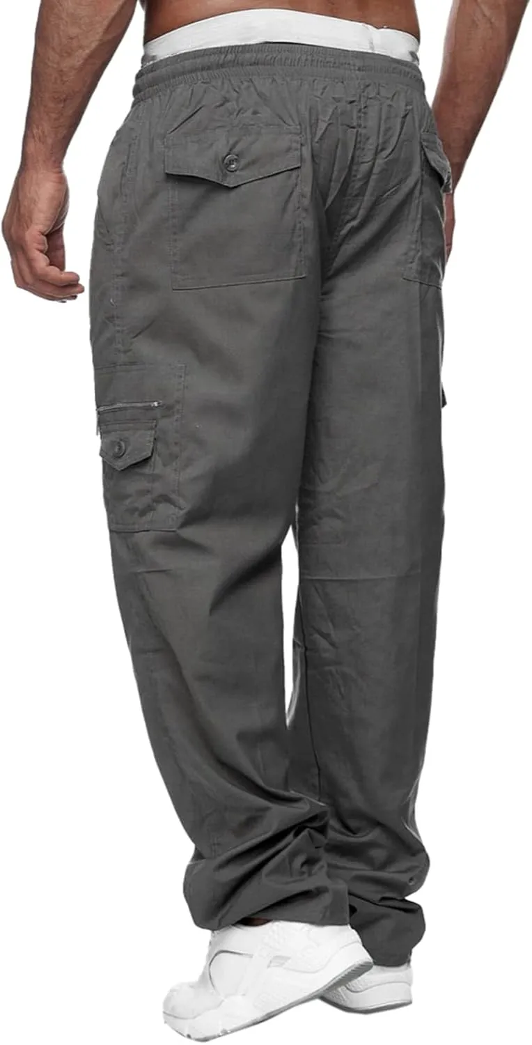 Hulpvktsgiq Mens Fashion Joggers Sports Pants - Cargo Pants Sweatpants Multi Pockets Trousers Mens Loose Fit Long Pants