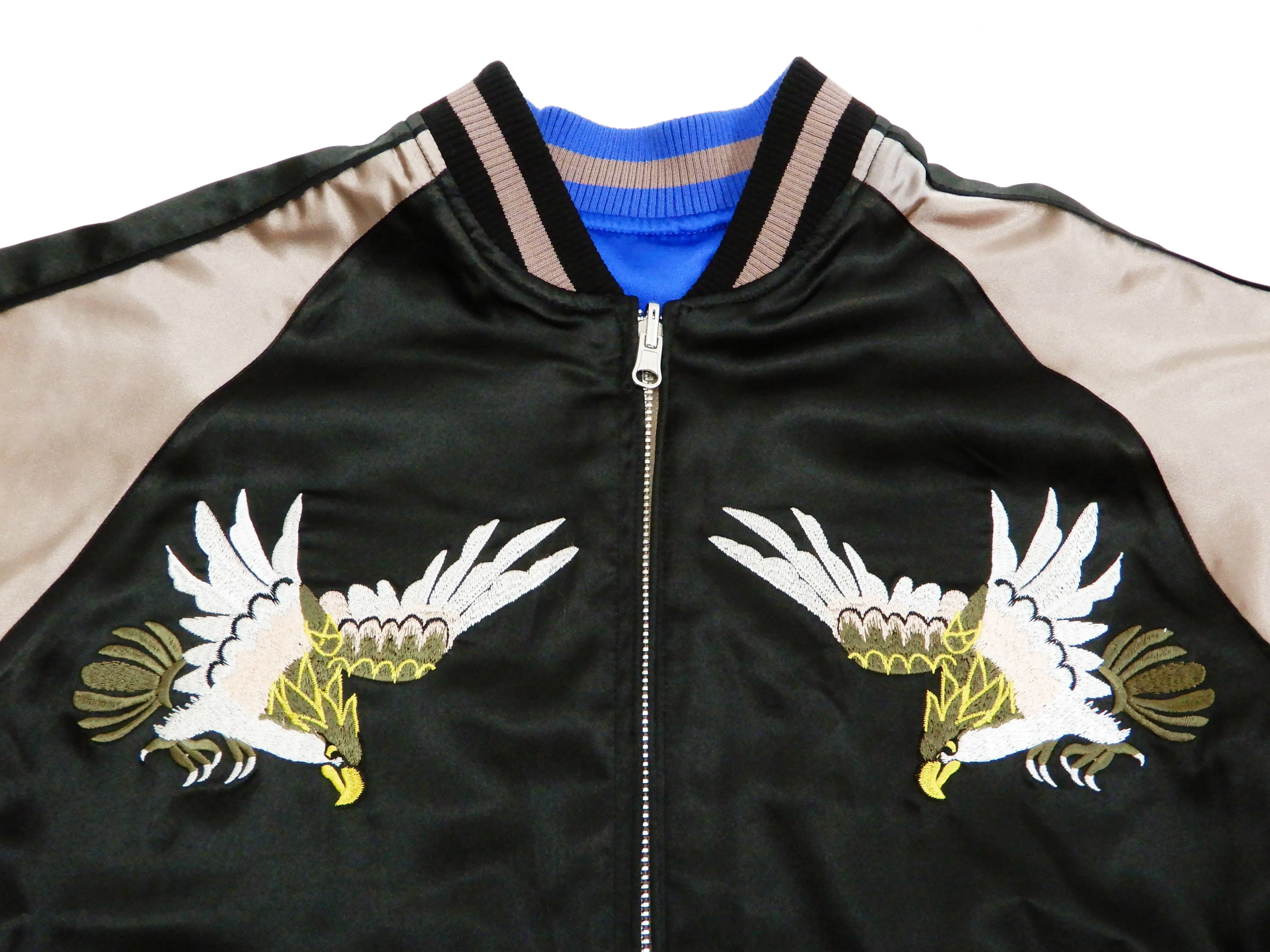 Japanesque Men's Japanese Souvenir Jacket Japan Map x Tiger Sukajan 3RSJ-552 Black/Purple