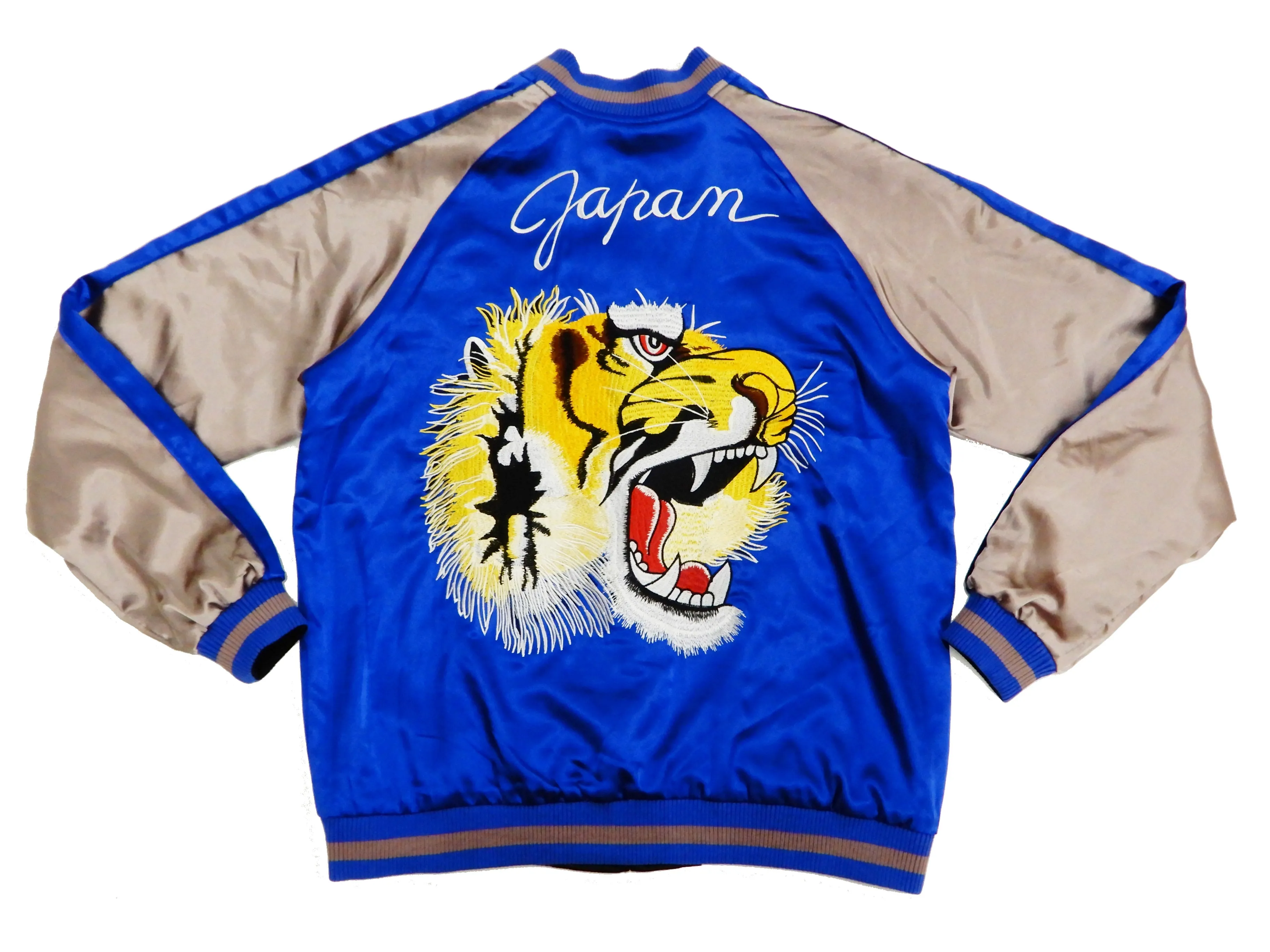 Japanesque Men's Japanese Souvenir Jacket Japan Map x Tiger Sukajan 3RSJ-552 Black/Purple