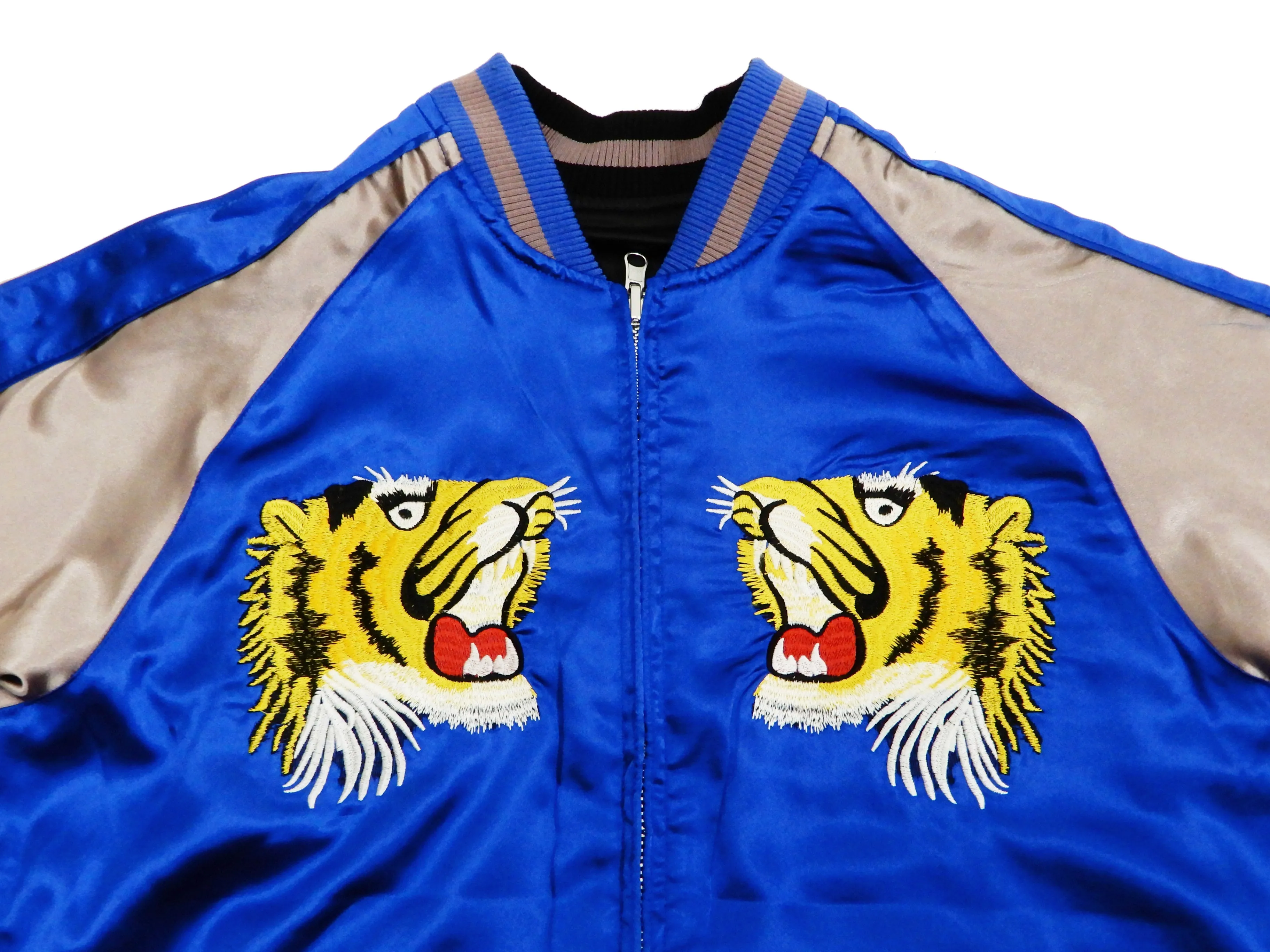 Japanesque Men's Japanese Souvenir Jacket Japan Map x Tiger Sukajan 3RSJ-552 Black/Purple