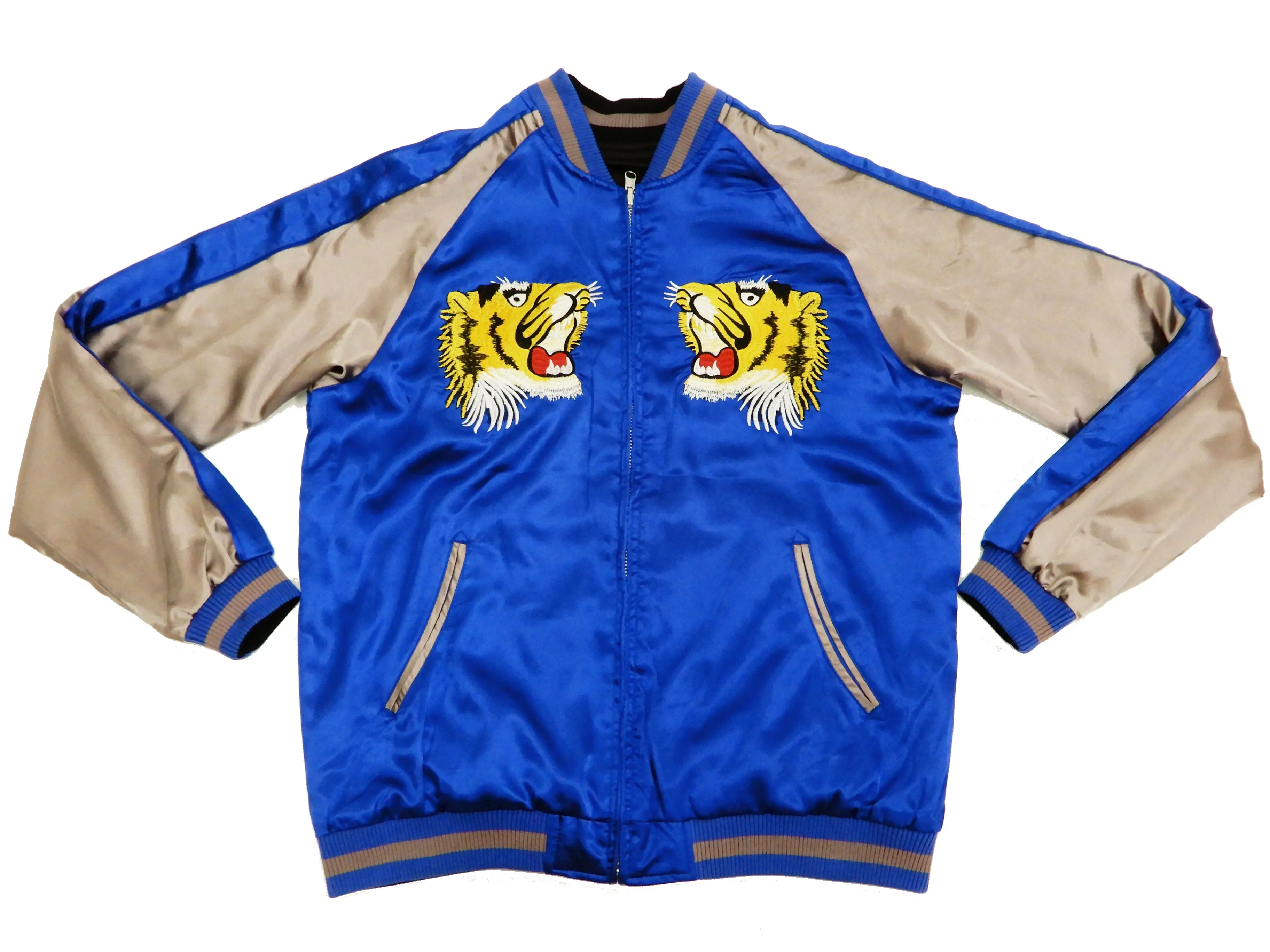 Japanesque Men's Japanese Souvenir Jacket Japan Map x Tiger Sukajan 3RSJ-552 Black/Purple