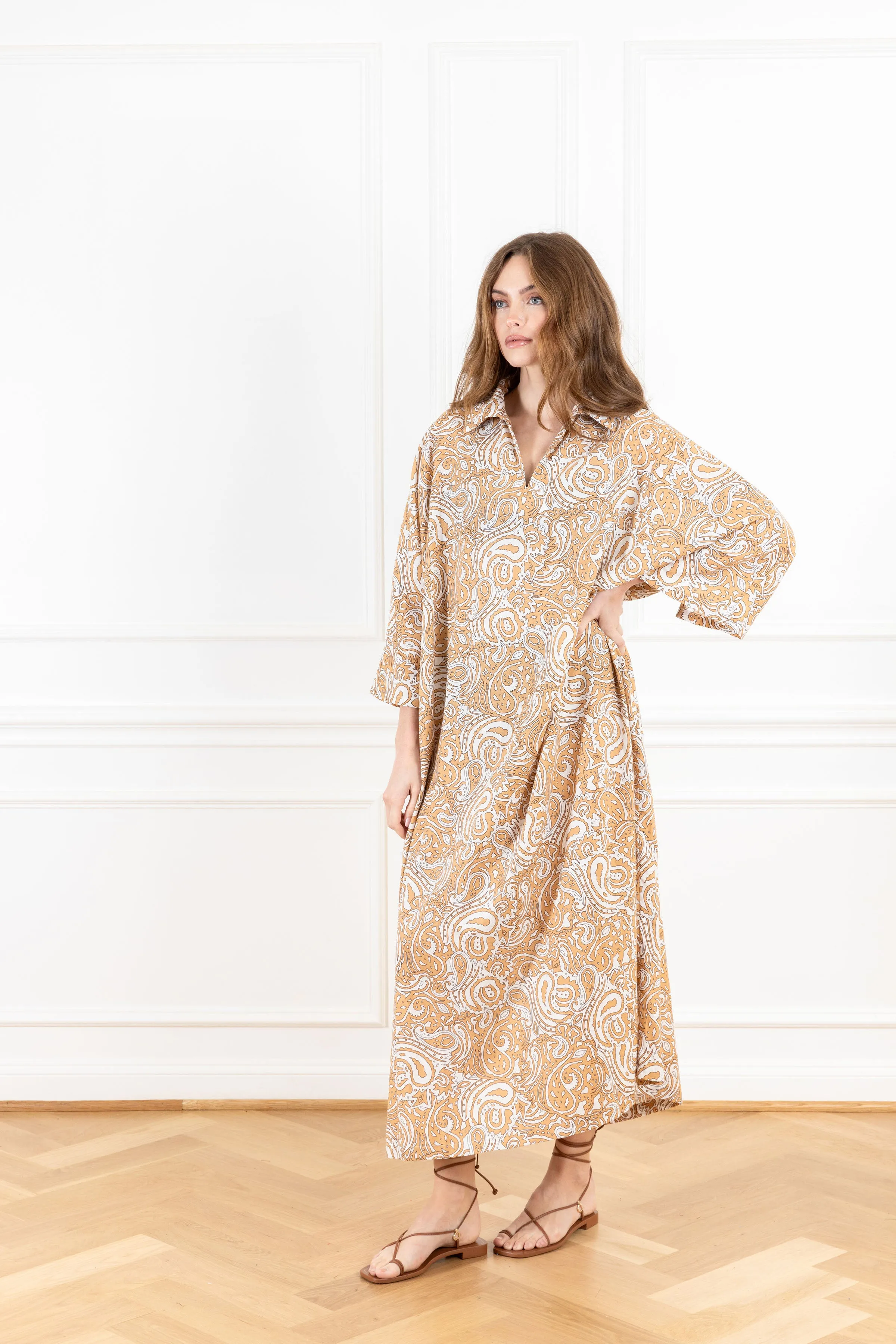 Latte Paisley Everyday Dress