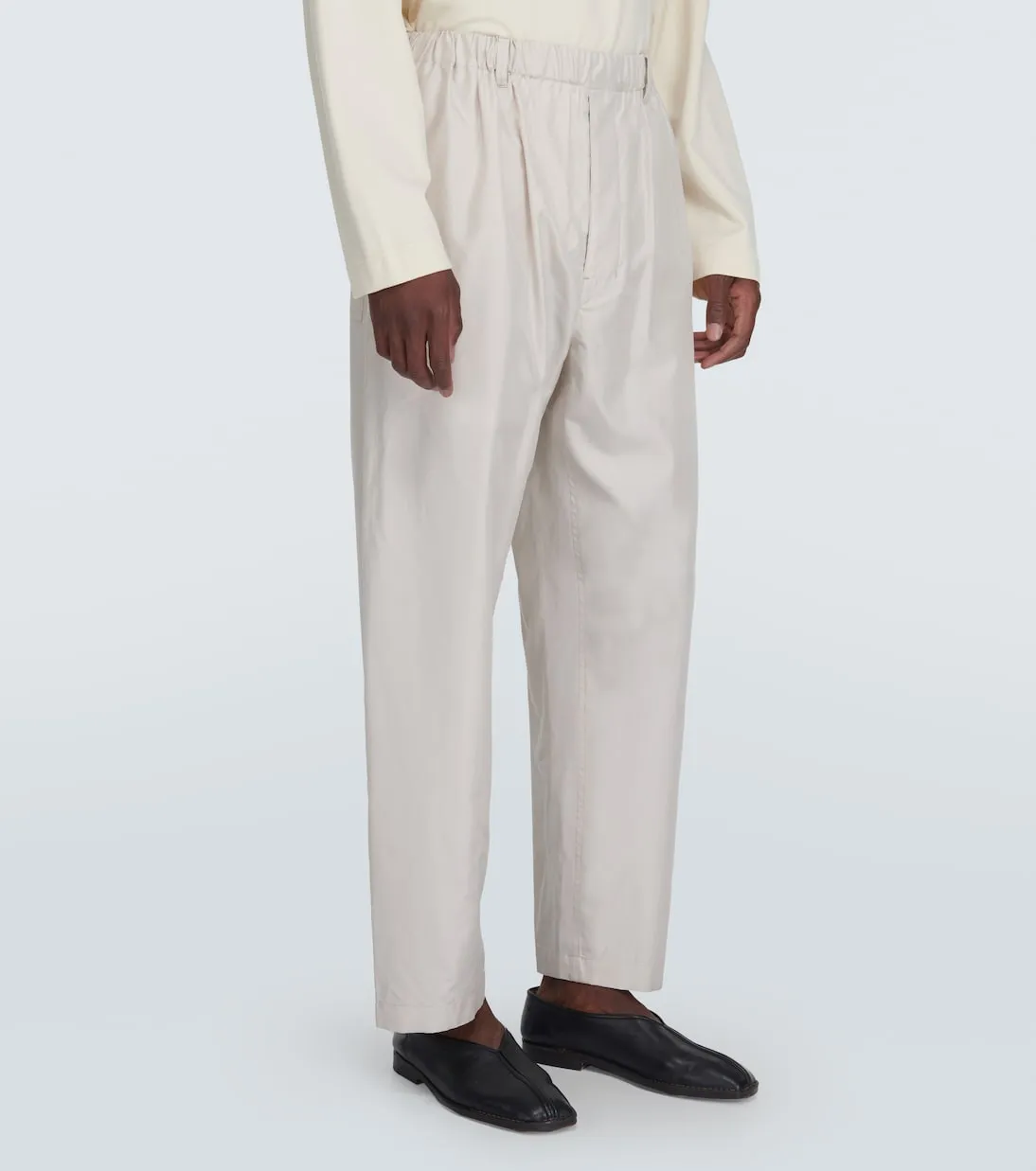 Lemaire silk straight trousers, beige