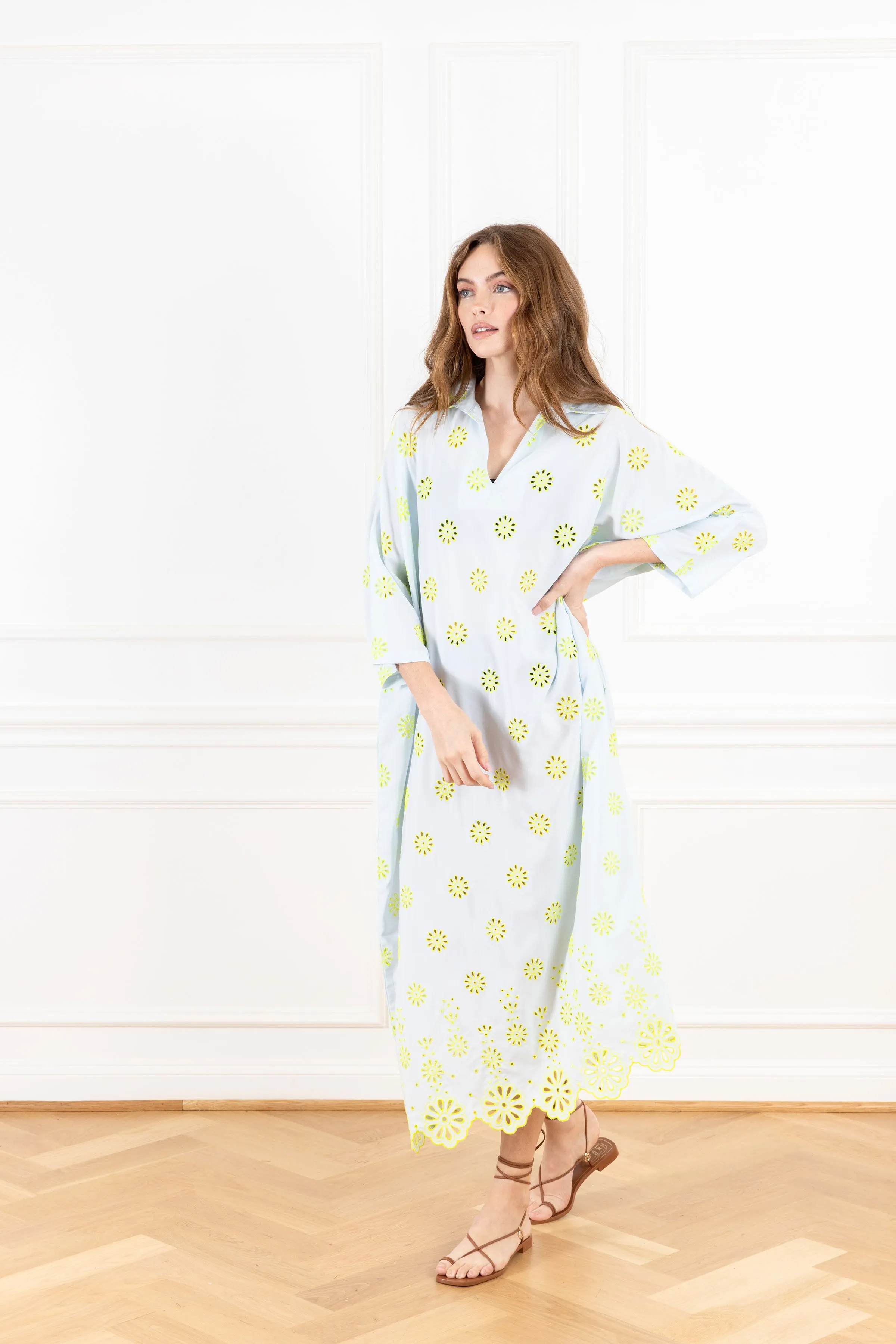 Lime   Blue Eyelet Everyday Dress
