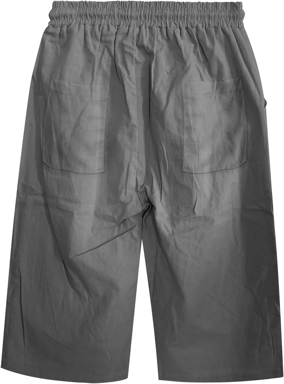 Linen Capri Pants for Women 2025 Ladies Loose Drawstring Casual Solid Color Petite Summer Beachwear Lightweight