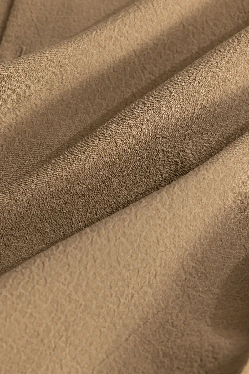 Mandarin Stretchable Light Brown Shirt