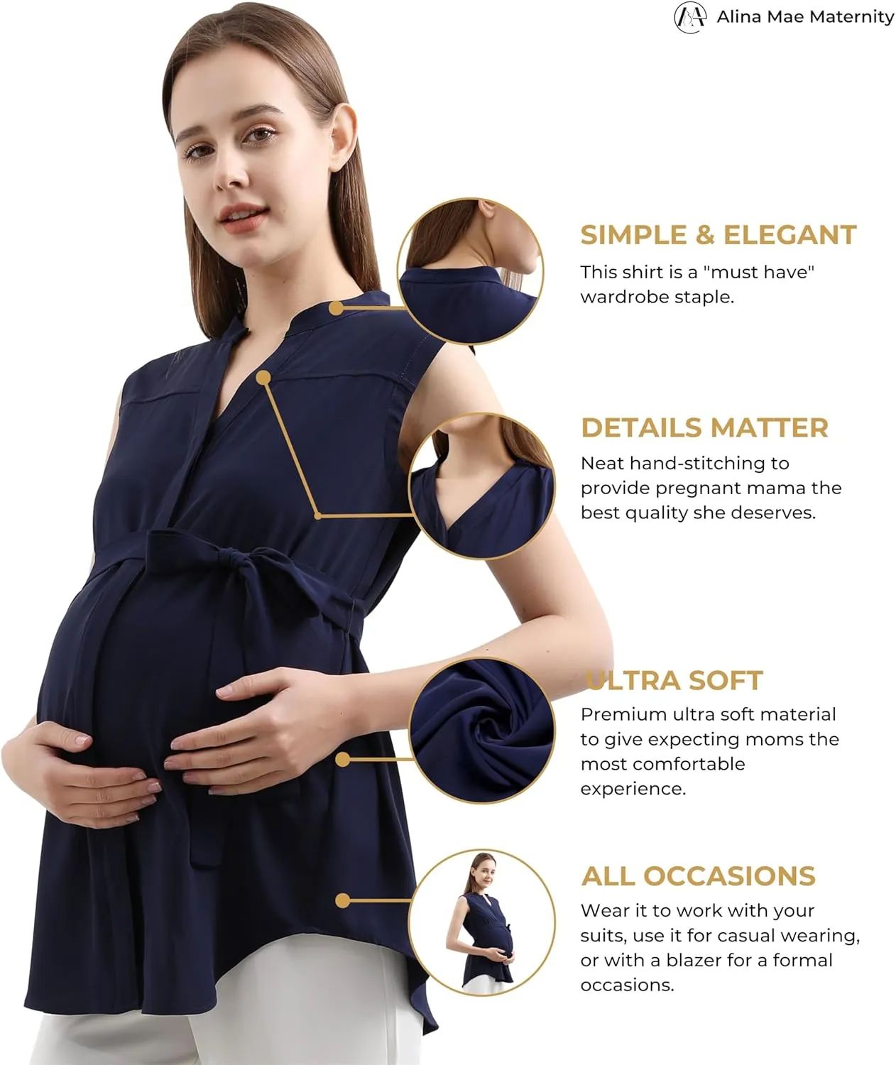 Maternity Blouse for Work Pregnancy Top Short Sleeve Shirt Formal Women Chiffon