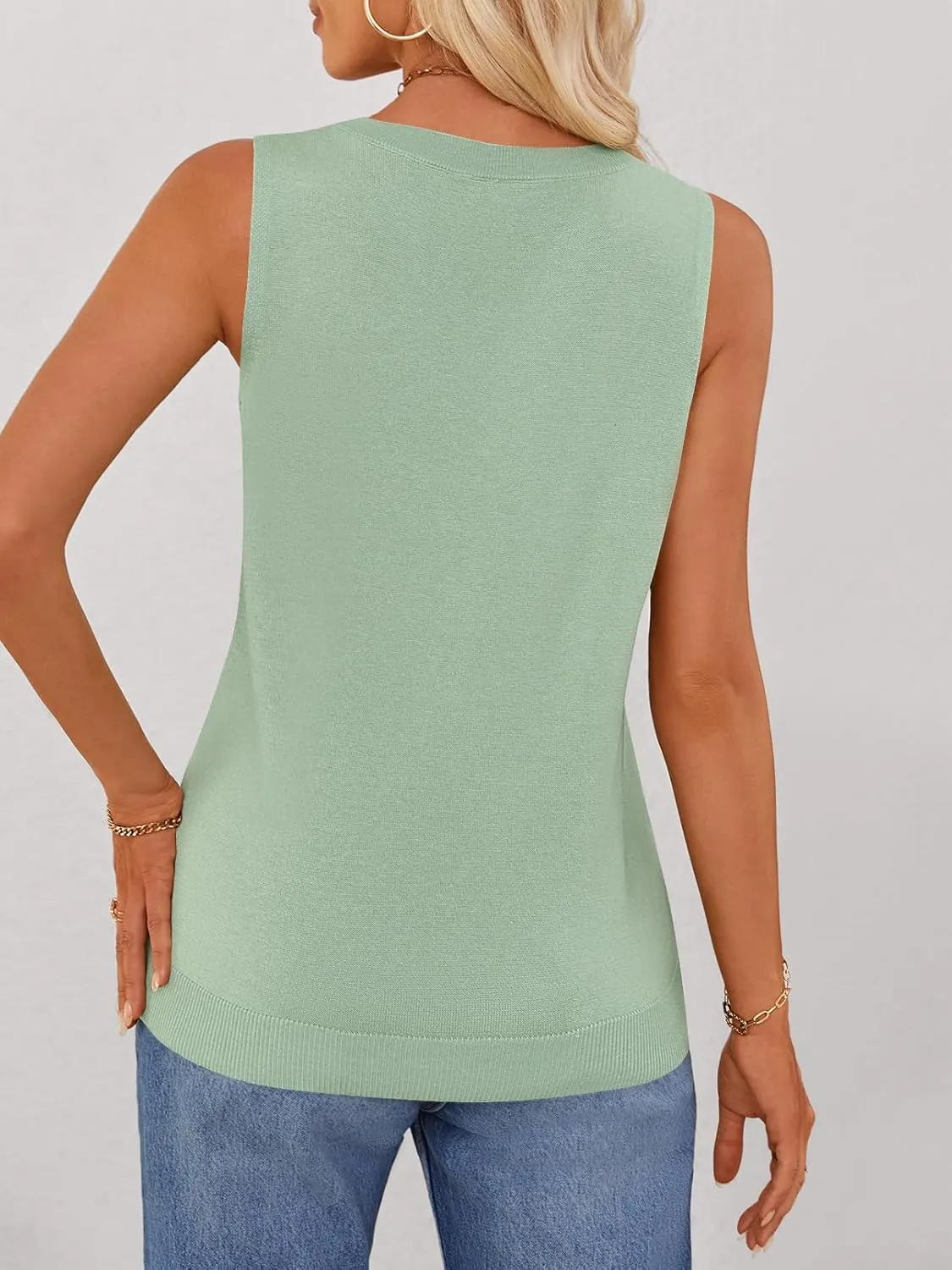 MEROKEETY Women's Summer Sleeveless Sweater Tank Tops 2025 Casual Crew Neck Knit Basic Loose Vest Shirts
