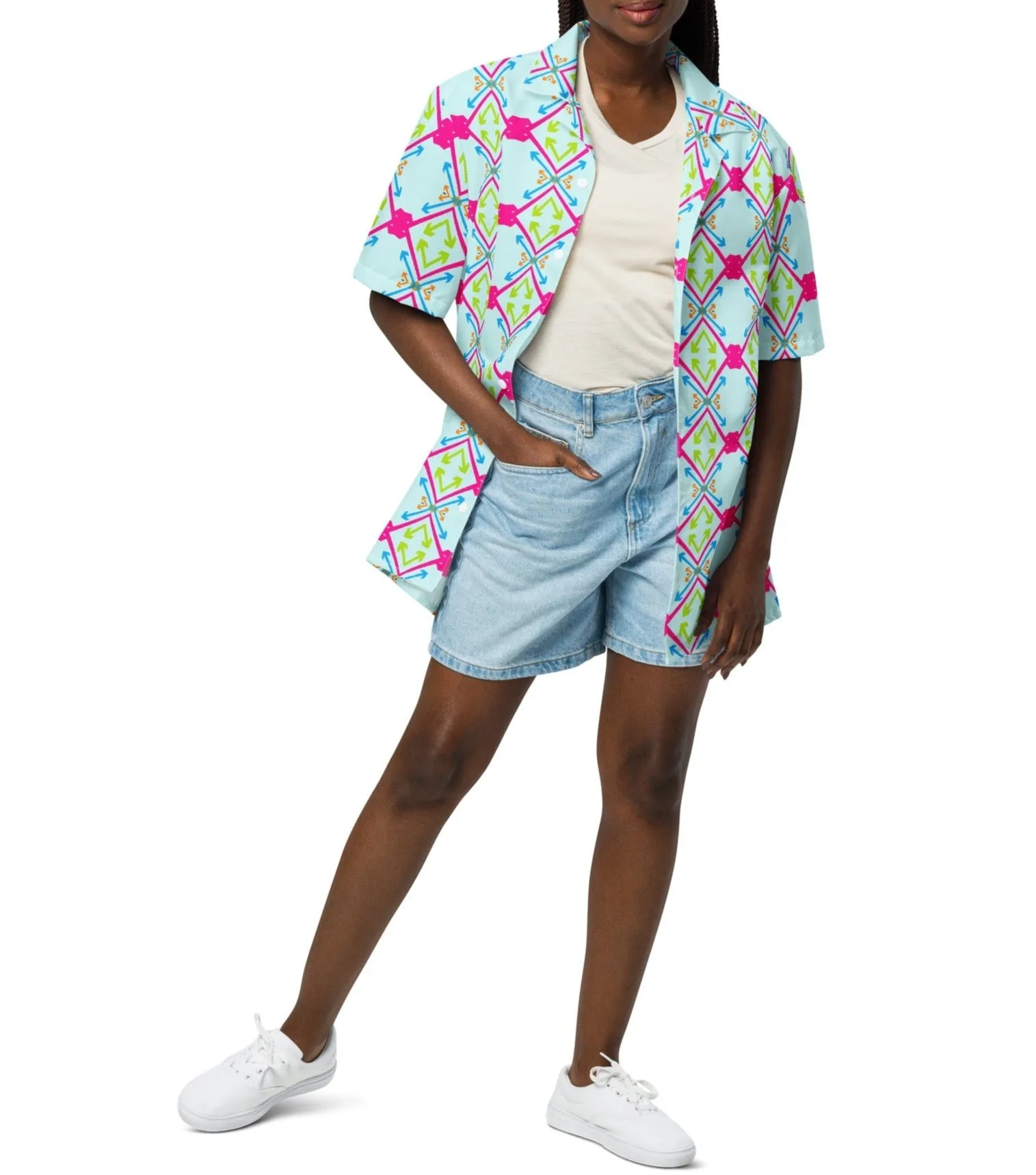 Modern Geometric Arrows Unisex Button Shirt | Unique Design