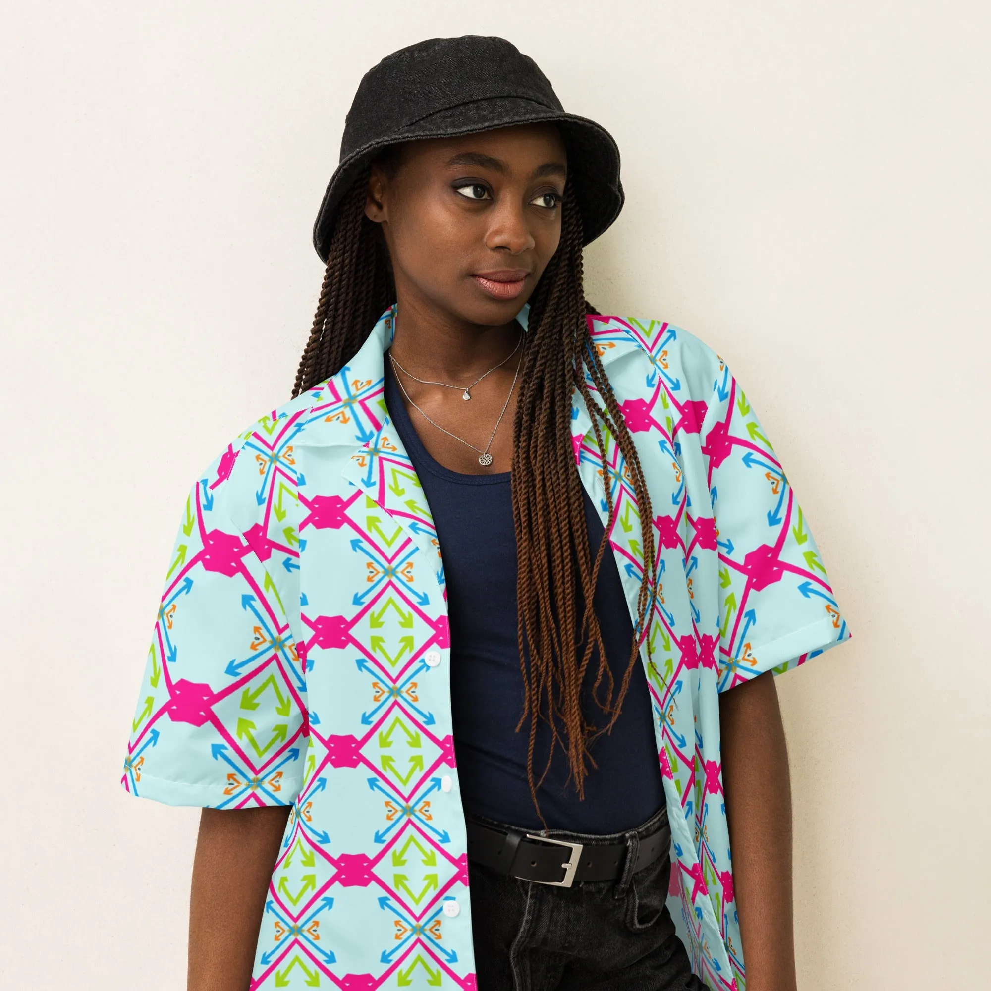 Modern Geometric Arrows Unisex Button Shirt | Unique Design
